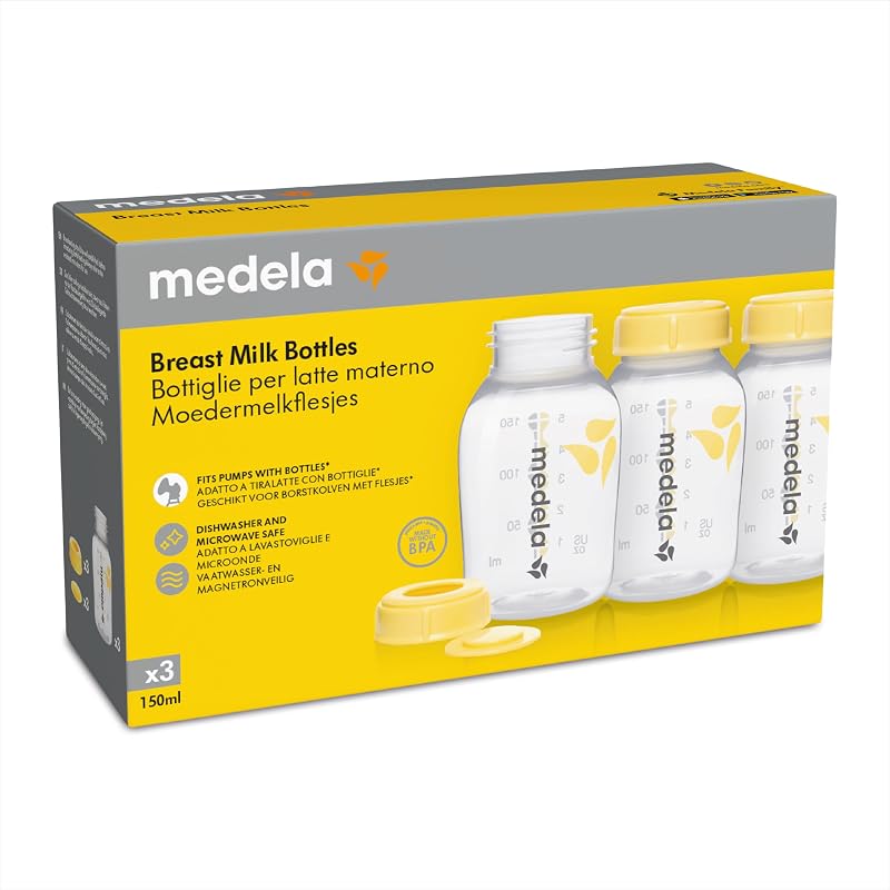 Biberões para armazenamento de leite materno, sem BPA, embalagem de 3 peças de 150 ml