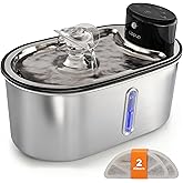 Wireless Cat Water Fountain Stainless Steel 108oz/3.2L, Cordless, Battery Operated Cat Fountain (Last up to 50 Days), Ultra Quiet, 2 Flow Modes, Multi-Filtration, BPA Free, Includes 2 Filters - Black