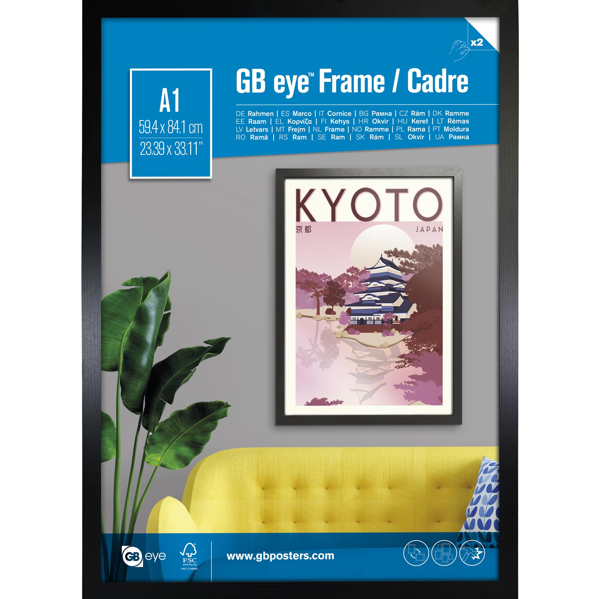 GB Eye Contemporary Wooden Black Picture Frame - A1 - 59.4 x 84.1cm