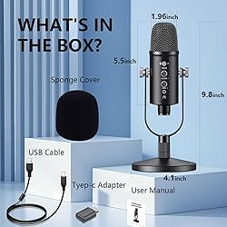 Delarbeaden USB Microphone,Condenser Recording