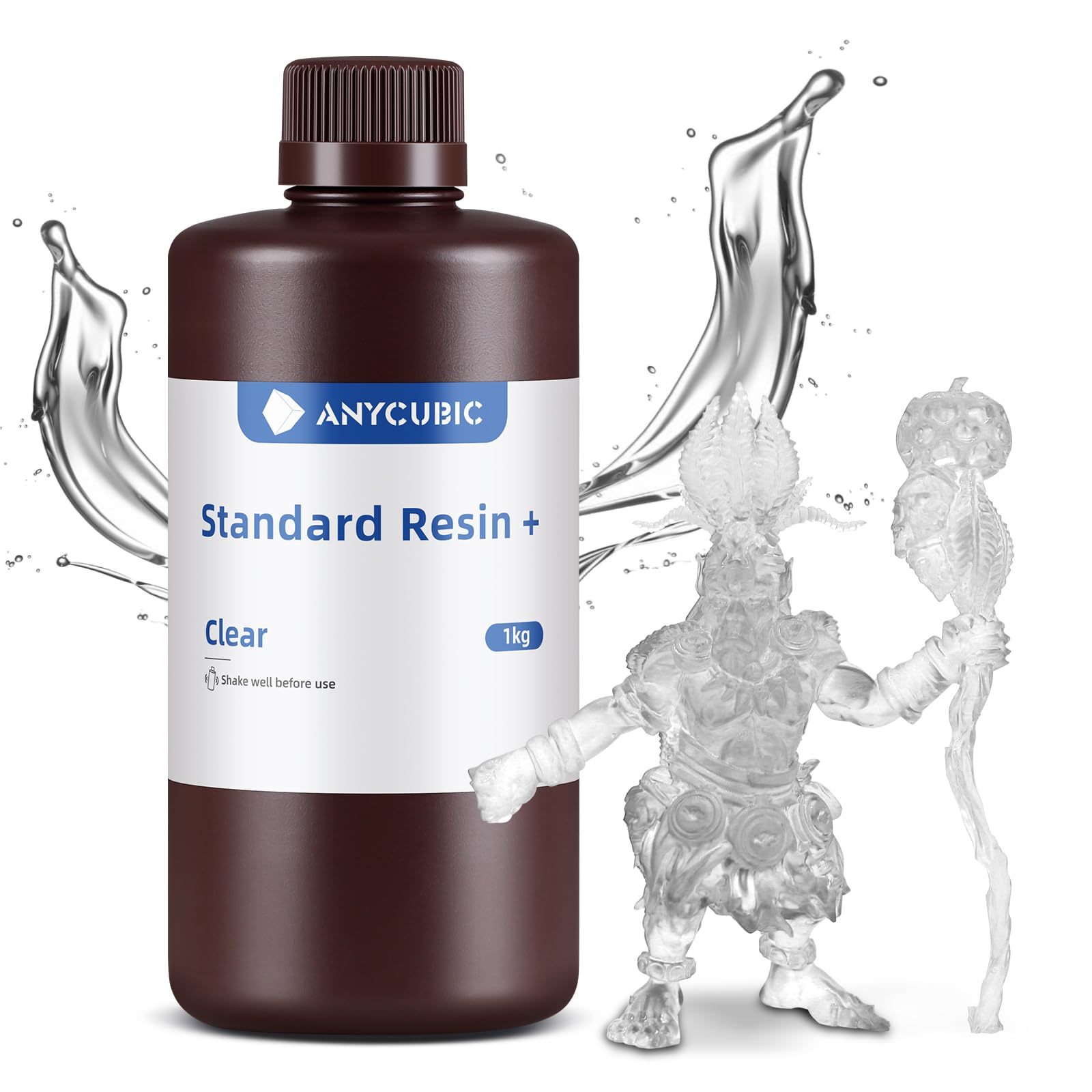 ANYCUBIC Upgraded Standard 3D Printer Resin, Low Odor, High Precision & Rapid Photopolymer 3D Resin for 8K/14K LCD/DLP/SLA 3D Printing(Clear,1kg)