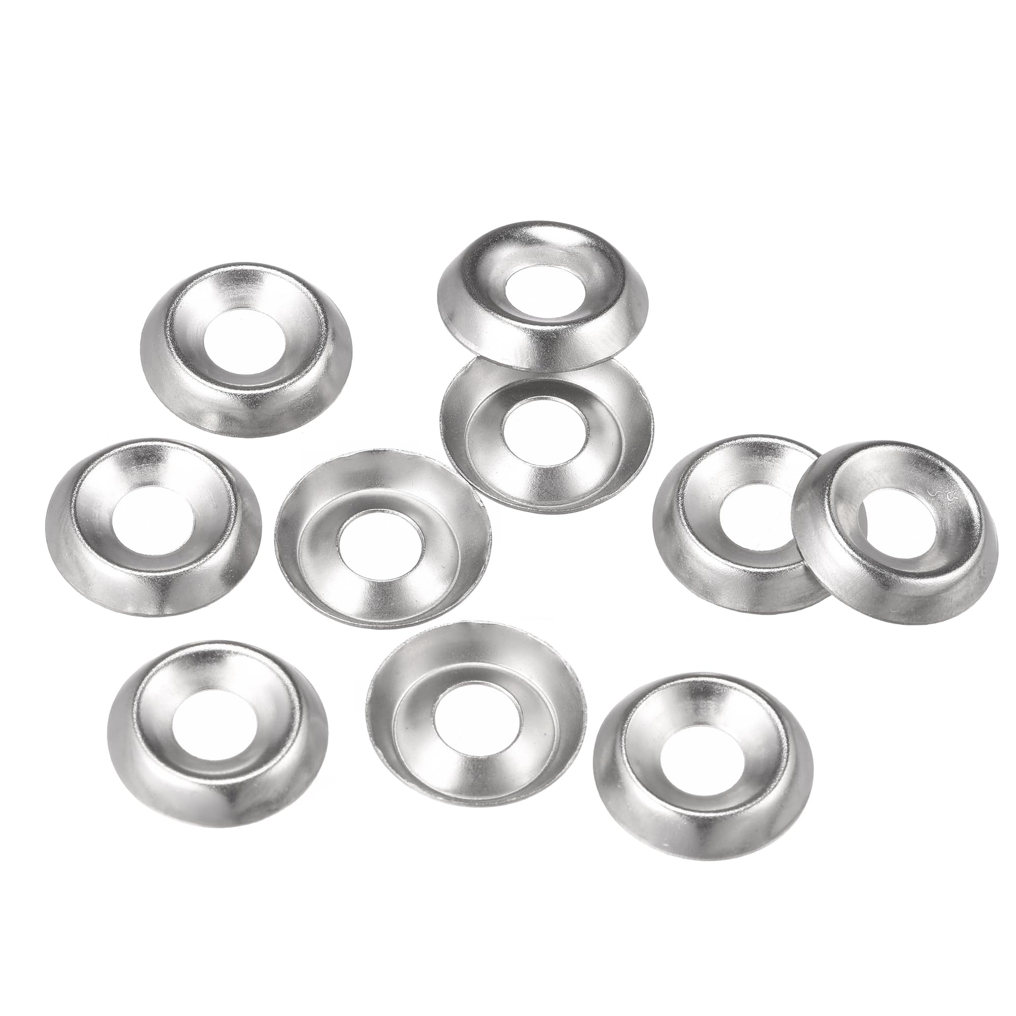 sourcing map #10 304 Stainless Steel Cup Washer Countersunk for Screw Bolt 100pcs