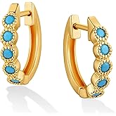 GUEMER Gold Huggie Hoop Earrings 14K Gold Plated Dainty Chunky Thick Hoop Diamond Cubic Zriconia Inlay Sleeper Tiny Delicate Boho Beach Simple Hypoallergenic Jewelry Gift for Her