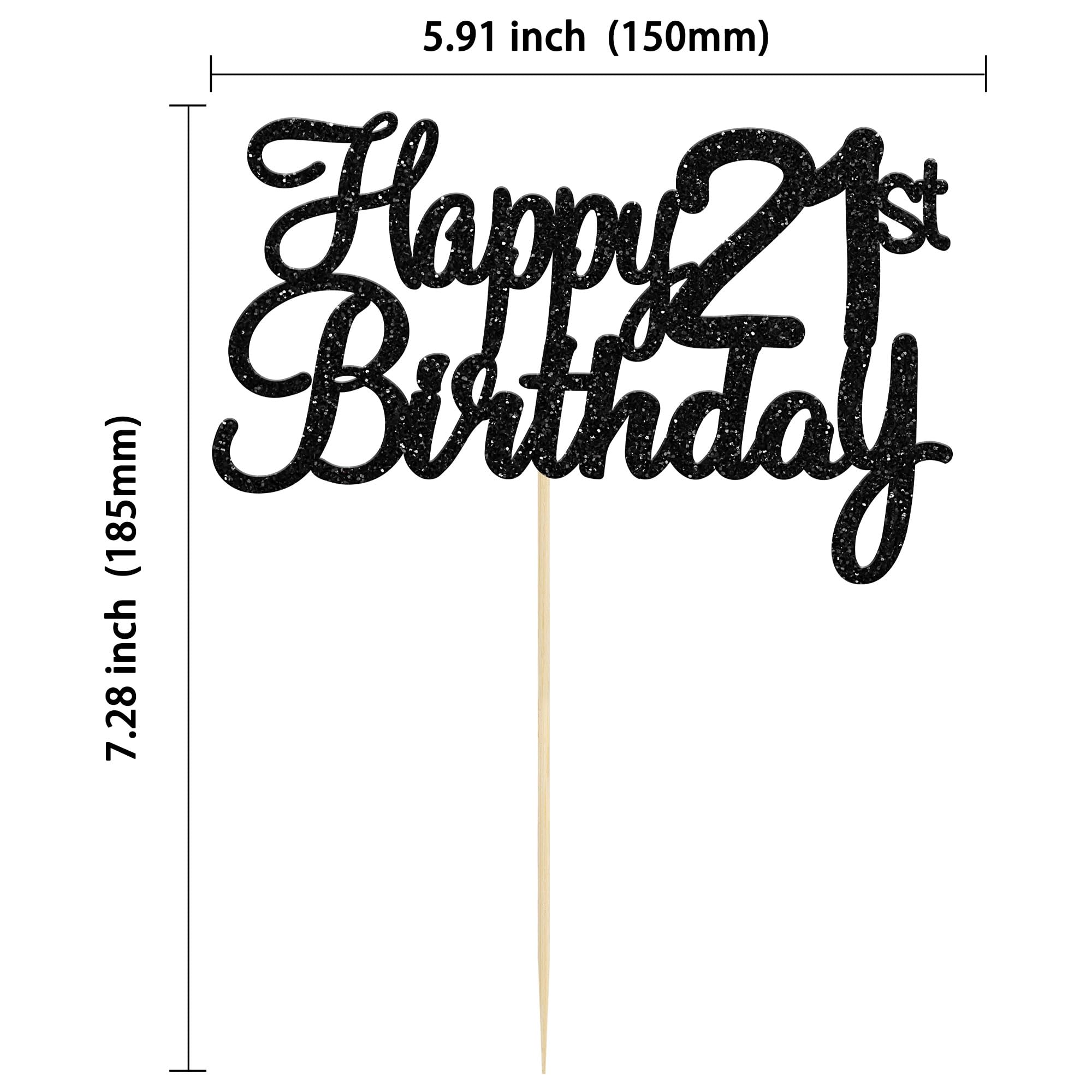 21st Birthday Level Up Cake Topper - Video Game Controller Theme, Black Glitter Cardboard Decor