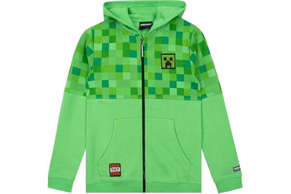 Minecraft Hoodie | Boys Hoodie | Boys Zip Up Hoodie | Cool Hoodies | Gaming Apparel | Sizes 6 to 14
