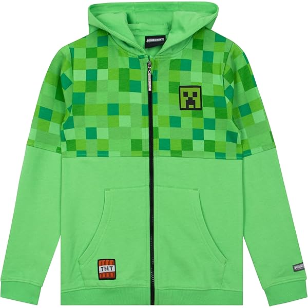Skin Minecraft : Garçon Veste Grise / T-shirt Bleu Motif Creeper / Casques