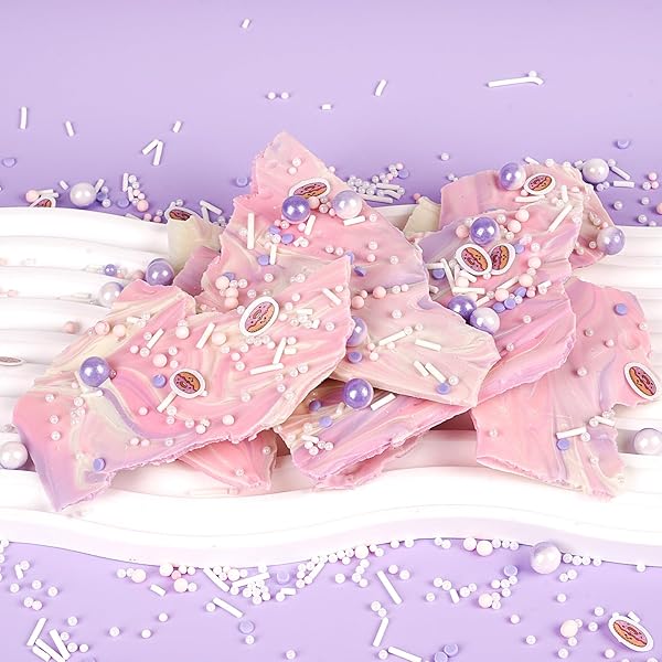 CAKE SPRINKLES, MIXED PEARL EDIBLE SUGAR PURPLE SPRINKLES FOR CUPCAKES, COOKIE, CONFETTI DECORATION, WITH DONUTS WAFER PAPERS, 4.4OZ