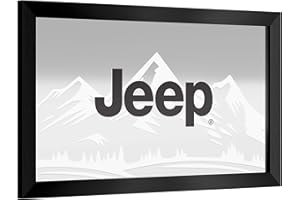 Trademark Global Wall Mirror - Ready-to-Hang Jeep Sand Mountain Black Framed Rectangle Mirror - for Pub, Game Room, Garage or Home Bar
