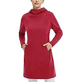 baleaf Women's Fleece Sweatshirt Dress Thermal Long Winter Fall Tunic Dresses Outfits with Pocket Hooded Pullover