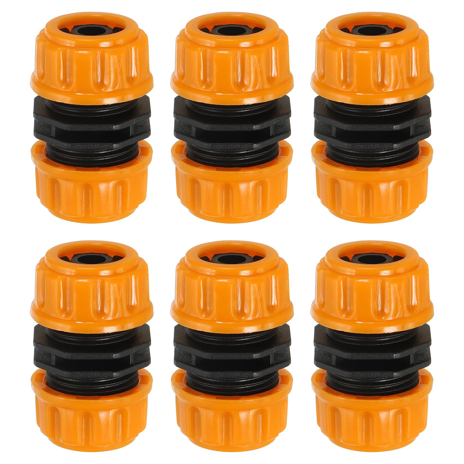 PATIKIL 1/2" Garden Hose Repair Kit Connector Extender, 6 Pcs Plastic Quick Water Hose Connectors Leakproof Design Fittings, Marigold