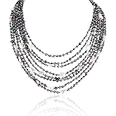 IPEARL Elegant 24" Multi-Strand Freshwater Pearl Necklace with 4-5mm Multicolor Rice Pearls Silver Clasp, Gift for Mother, Wife, Anniversary Luxury Jewelry Gift