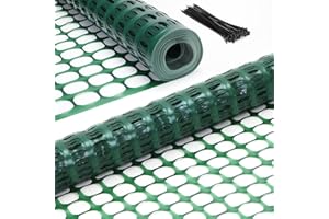Garden Fence Animal Barrier: Ohuhu 4x50 FT Reusable Snow Fence Netting Roll with Zip Ties, Temporary Pool Safety Fence Constr