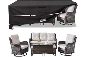 HADISI Patio Furniture Covers,Outdoor Furniture Cover Waterproof,600D Rectangular Patio Heavy Duty Table Cover,Outdoor Dining Table and Chairs General Purpose Furniture Covers 88"L x 62"W x 28"H(Black)