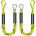 Bungee Dock Line Mooring Rope for Docking with Stainless Steel Clip Accessories for Boats PWC, Built in Snubber, Kayak, Watercraft,SeaDoo,Jet Ski, Pontoon, Canoe, Power Boat 2-Pack (Yellow&Black)