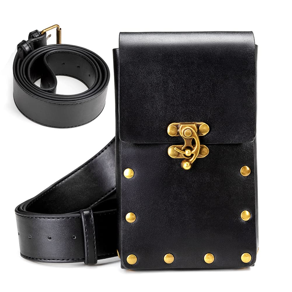 Sac Banane Unisexe Steampunk Gothique – Ceinture Utilitaire En Toile Noire, Style Rock