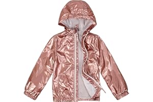 JOYSON Girls Rain Jacket Hooded Outerwear Windbreaker Light Raincoat for Kids