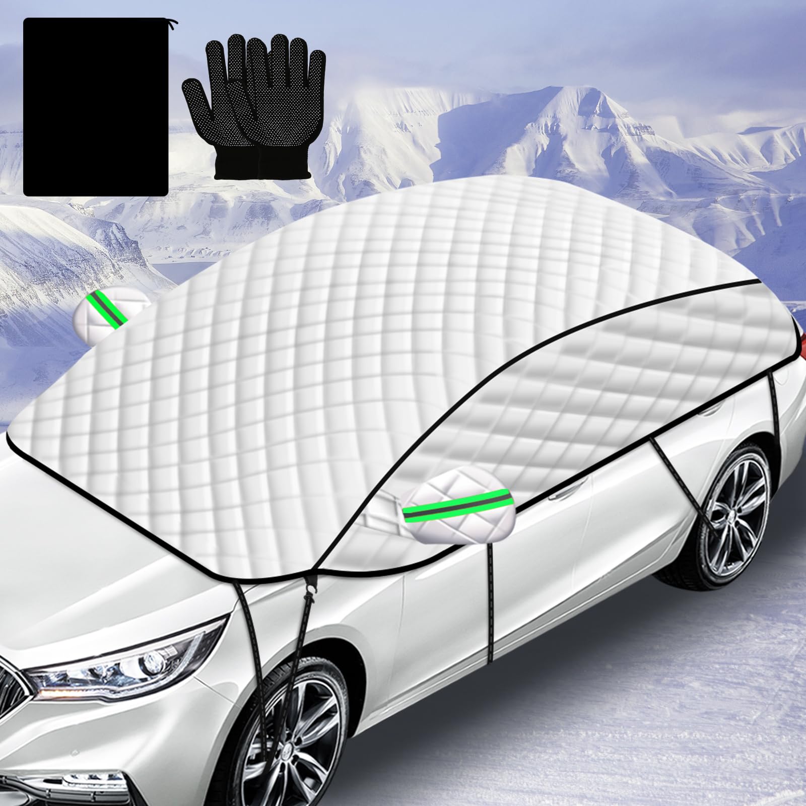 Photo 1 of COFSODI Car Half Cover Sunshade 142 Inches for Windshield and Window Protection, Blocks UV Rays Heat Ice and Snow Designed for Summer Outdoor Parking, Heavy Duty Auto Sun Shield, Essential Sun Shade