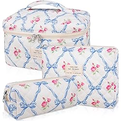Makeup Bag Set, Quilted Makeup Bag, Large Floral