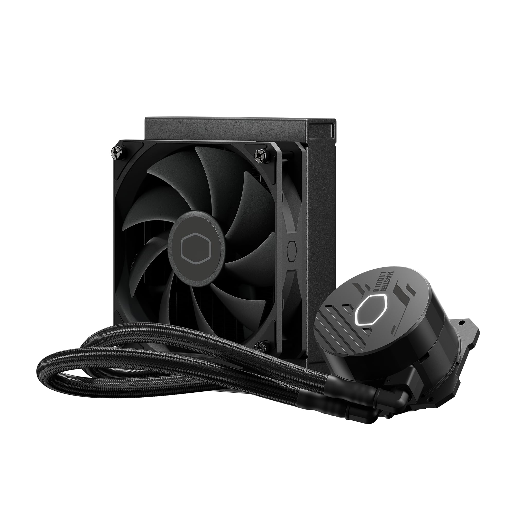 Cooler Master 120L Core Close-Loop AIO Liquid Cooler, R7|i5, Gen S Dual Chamber Pump, White Pump Lighting, 120 Radiator, PWM Fan, AMD Ryzen AM5|4, Intel LGA 1851|1700 Platform