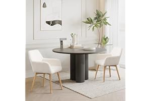 YEEFY Mid Century Modern Dining Chairs Set of 2 & 4 & 6 Comfy Accent Chair Upholstered Kitchen Dining Living Room Chairs for Bedrooms Waiting Room Home Arm Desk Chair No Wheels (Wool White, 2)