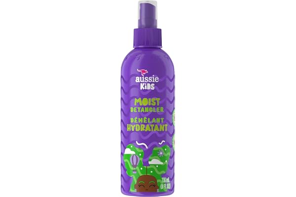 Aussie Kids Moist Detangler for Kids, Dye Free & Paraben Free Hair Detangler Spray, 236 mL