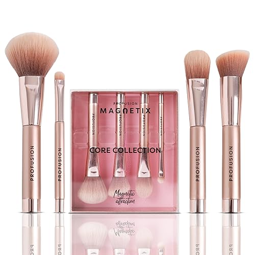Profusion Cosmetics MAGNETIX CORE COLLECTION Magnetic Makeup Brushes Set with Magnet Makeup Brush Drying Rack Metal Stand Premium Powder Blusher Eyeshadow Concealer Blending Brush Kit and Tools