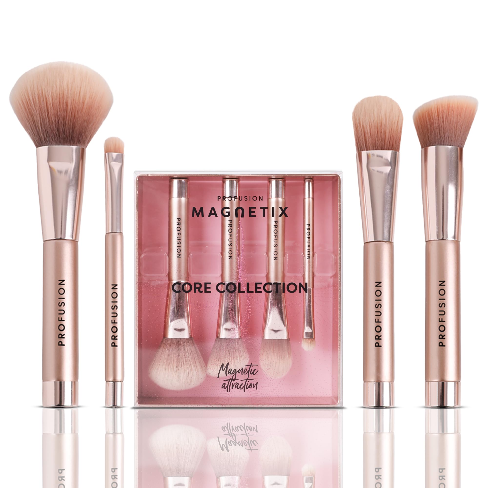 Profusion Cosmetics MAGNETIX CORE COLLECTION Magnetic Makeup Brushes Set with Magnet Makeup Brush Drying Rack Metal Stand Premium Powder Blusher Eyeshadow Concealer Blending Brush Kit and Tools