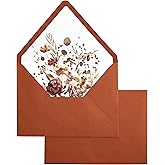 PONATIA 50PCS A7 Euro Flap Envelopes, Burnt Orange Liner Envelope, Perfect 5x7 Envelopes for Wedding Invitation Cards, Christmas Gift Cards Envelope, Acrylic Invitations, Photos