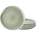 AmorArc Ceramic Dinner Plates Set of 6, 10.5 Inch Handmade Reactive Glaze Stoneware Plates, Rustic Shape Dinnerware Dish Set for Kitchen, Microwave & Dishwasher Safe, Scratch Resistant