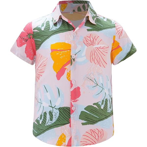 Boy Short Sleeve Button Down Shirt Aloha Tropical Beach Dress