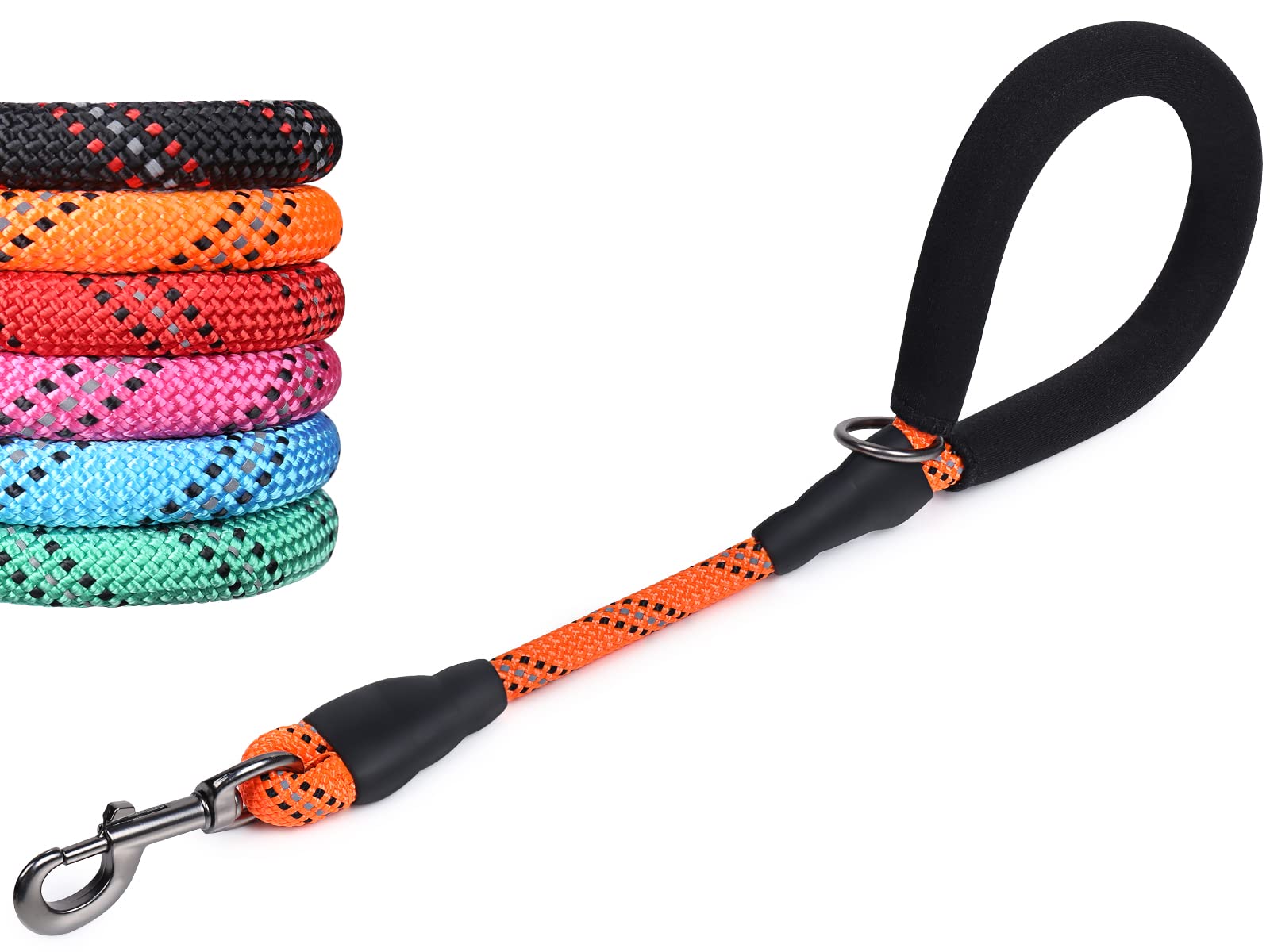 VIVAGLORY Short Dog Lead Closerok Traffic Leash for Dog with Soft Padded Handle for Training & Walking, Padded Neoprene & Heavy Duty, 46cm, Orange