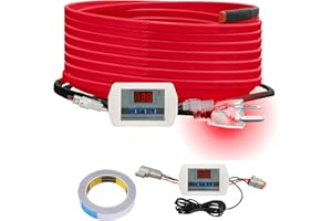 OEBLD Heat Tape for Water Pipes 25FT, Replaceable Smart Thermostat for Pipe Freeze Protection, Self-Regulating Roof Deicing Cable for Metal and Plastic Home Pipes