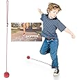 Just Jump It Ankle Skip Ball Foldable Wheel Skip It Jump Rope for Kids Exercise Equipment and Agility Toy - Red