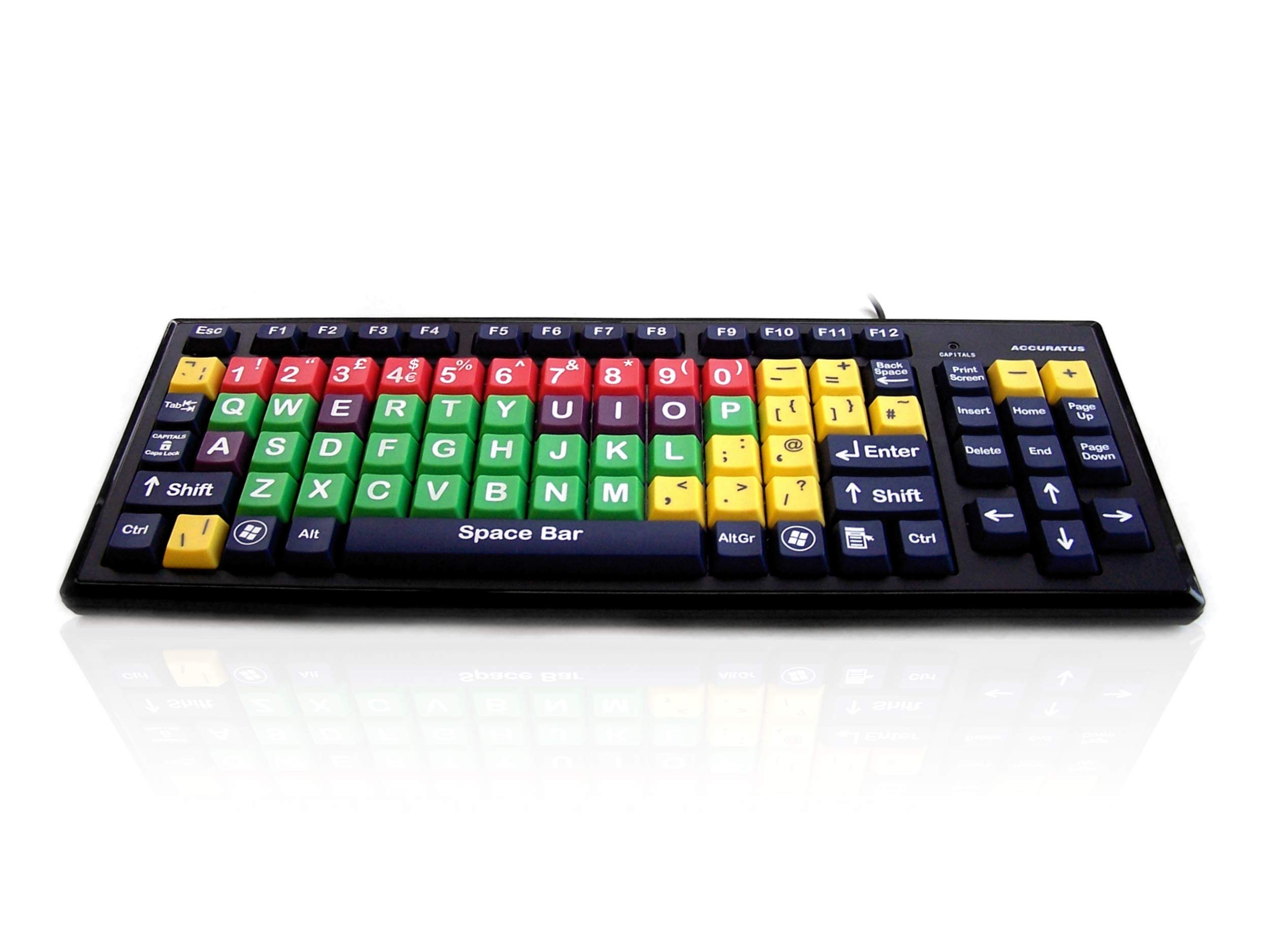 Accuratus Monster 2 - USB Mixed Colour Keyboard with Extra large Keys and a 2 Port USB Hub