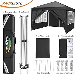 COBIZI 10x10 Pop Up Canopy Tent with 4 Removable