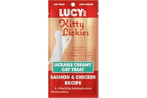 Lucy Pet Products Kitty Lickies Creamy Lickable Cat Treat, Salmon and Chicken Recipe, 2oz.