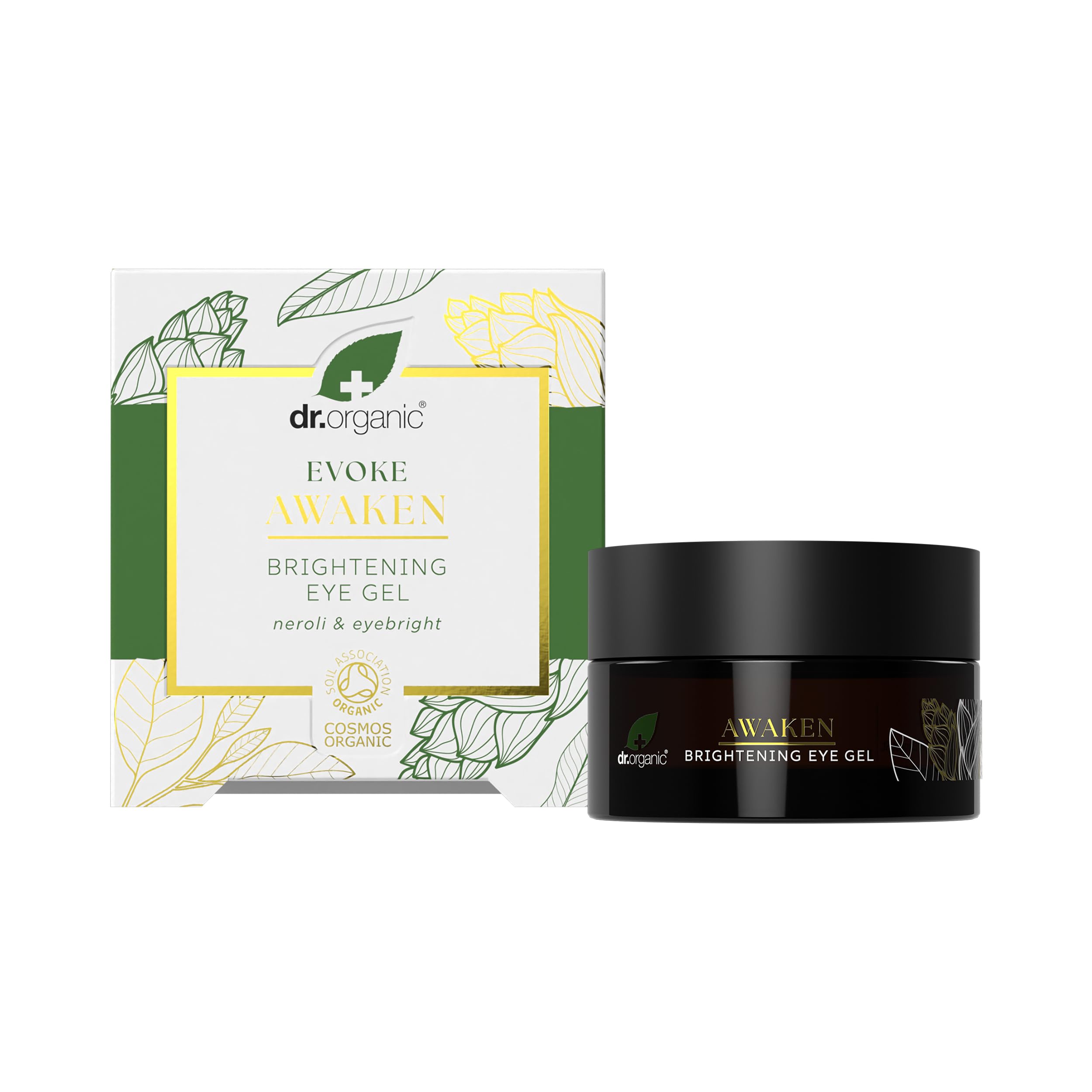 Dr Organic Evoke Awaken Brightening Eye Gel, De-Puff & Minimise Dark Circles, Smooth & Brighten, with Neroli & Eye Bright, Certified Organic, 10ml