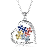 Autism Awareness Necklace 925 Sterling Silver I Love Someone with Autism Necklace Jewelry Gifts for Autism Mom Teacher