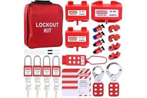 ONEDAFUL CUZOFU Lockout Tagout Kit Safety Electrical Loto, Clamp-On Circuit Breaker Lockout, Electrical Plug Device, Lockout Hasp, Padlock, Loto Tag with Tool Bag - Suitable for Electrical/Industrial/Mechanical
