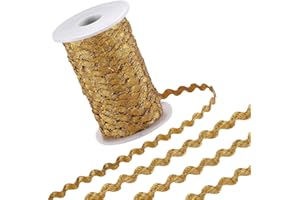 GORGECRAFT 109 Yard 0.2 Inch Gold Wavy Bending Ribbon Metallic Rick Rack Trim Ric Rac Fringe Trim Wave Polyester Webbing Ribb