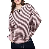 Milumia Women's Striped Long Sleeve Shirt Oversized Collared Preppy Shirts Pullovers Top