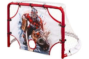 Kasifei Mini Steel Hockey Net with Shooter Tutor, 30" x 20" Heavy Duty Hockey Goal for Kids