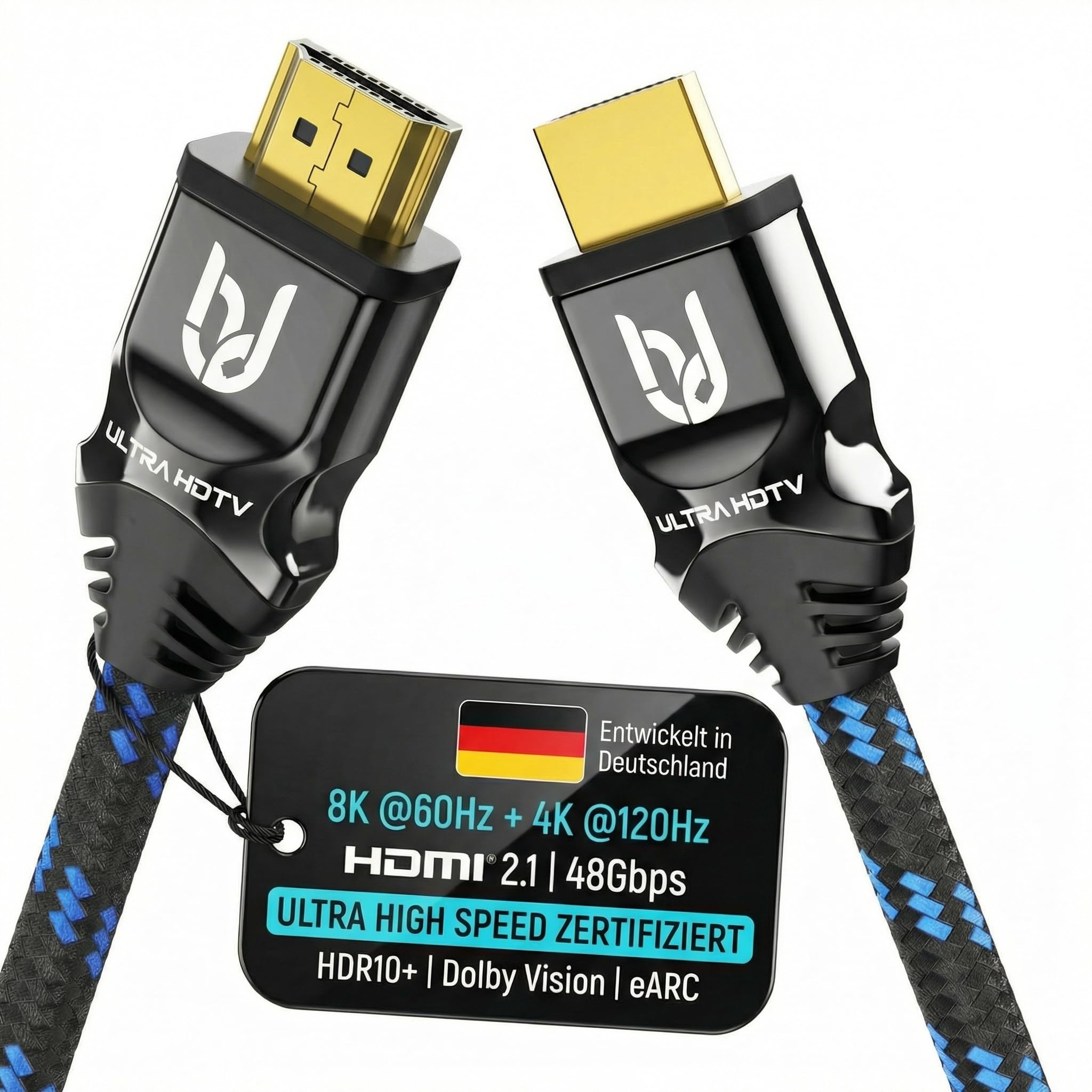 Ultra HDTV 8K HDMI Cable - 1m - 48 Gbit/s, 4K@120Hz / 8K@60Hz, Dynamic HDR-10+, eARC, Variable Refresh Rate (VRR), Dolby Vision - 1 meter