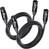 Cable Matters 2-Pack Premium XLR to XLR Cables - 6ft, Male to Female Microphone Cable, Oxygen-Free Copper (OFC) Mic Cord, Bla