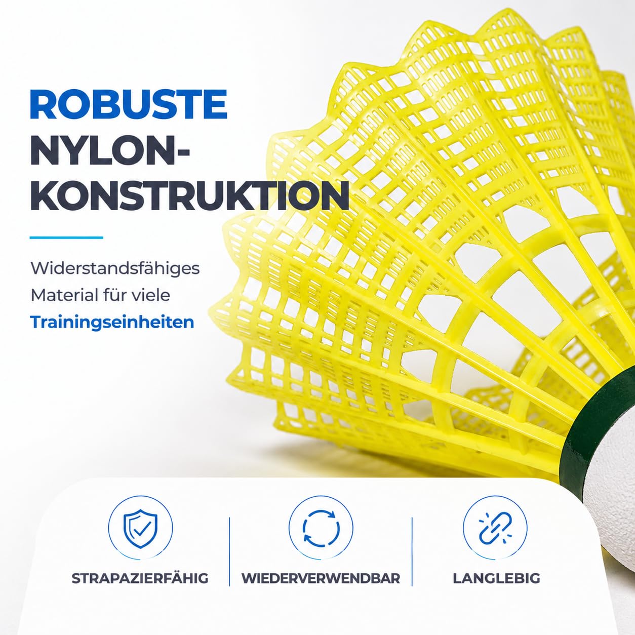 6x Badminton Federbälle - Training und Wettkampf - Badmintonbälle für den Einsatz im Freien und in der Halle 5