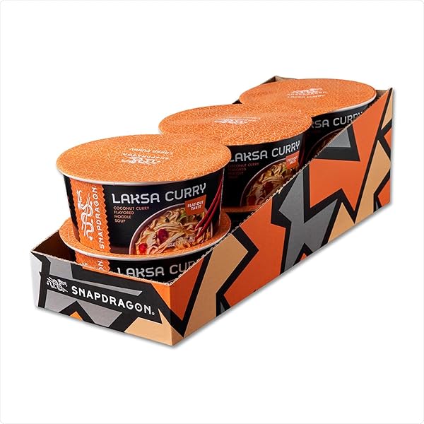 SNAPDRAGON LAKSA CURRY INSTANT NOODLE BOWLS | COCONUT CURRY FLAVOR WITH RICE NOODLES | GLUTEN-FREE | NO MSG ADDED | 2.1 OZ (6 PACK)