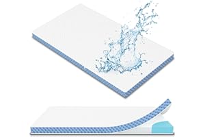 PARELER BEAR 2"x27.5"x52" Toddler Mattress Topper, Ultra-Soft Gel-Infused Memory Foam, Odorless & Noiseless Water-Proof Sleep Surface, Detachable and Washable Outer Cover, Pure White & Blue