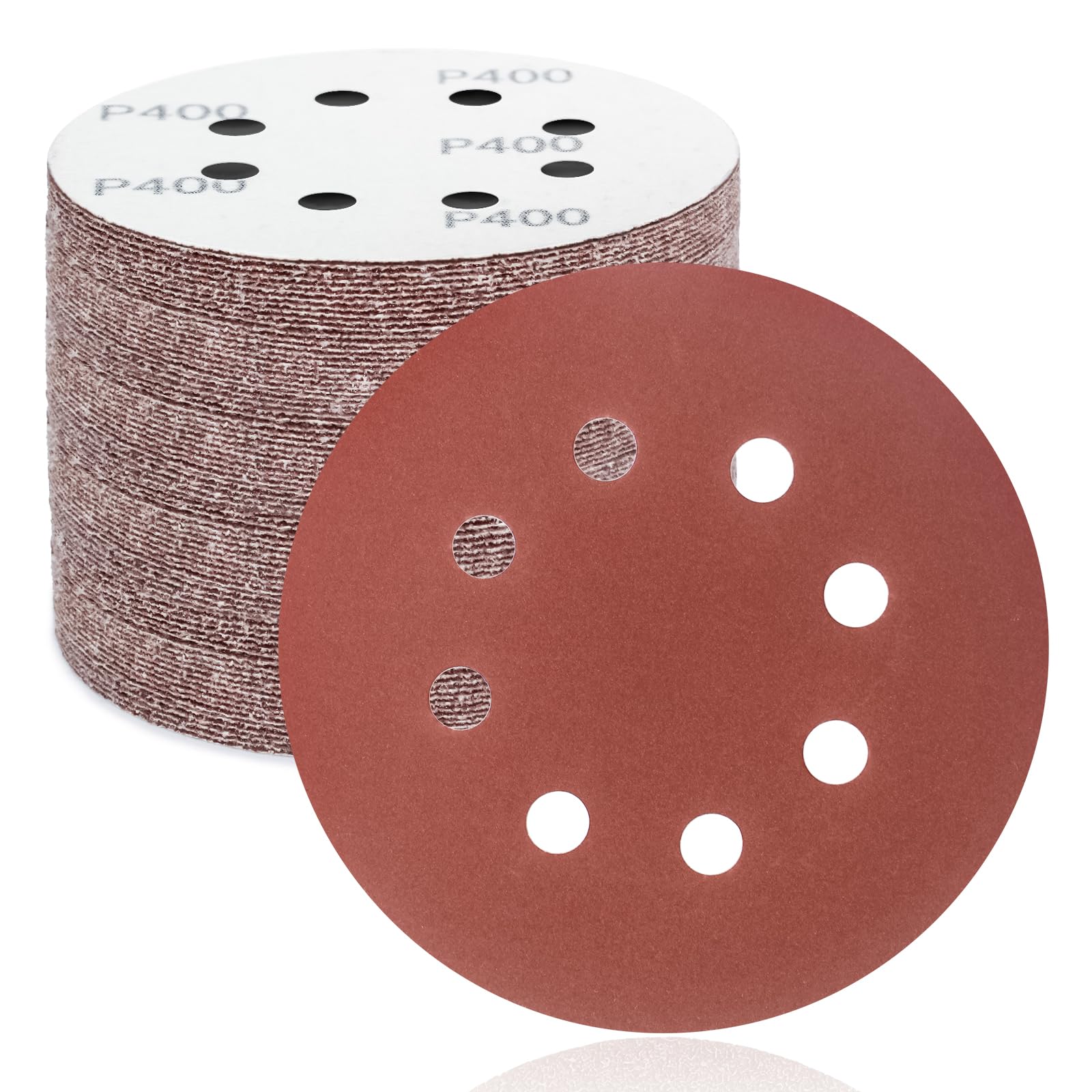 FEIHU 125mm Sanding Discs 50Pcs Orbital Sander Discs Hook and Loop Sanding Pads for Random Orbital Sander, 400 Grits Sanding Discs