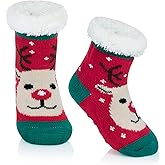Zando Kids Fuzzy Socks with Grips Non Slip Toddler Slipper Socks Baby Christmas Socks Boys Girls Winter Warm Cozy Socks