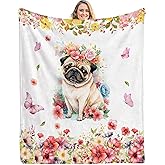 Pug Blanket for Dog Lovers,Super Soft Throw Blanket for Girl Gift Ideas (Pug, 50 * 60in)